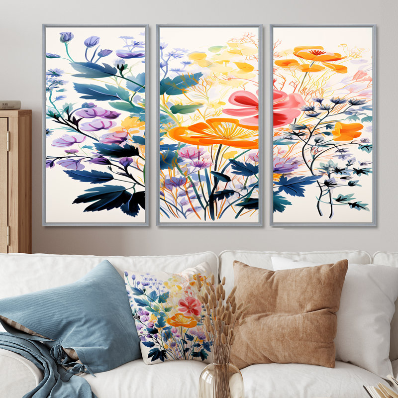 Lorinda - Ensemble d'impressions murales Buttercups, Encadrement argenté, H 40 po x l 60 po x P 1 po