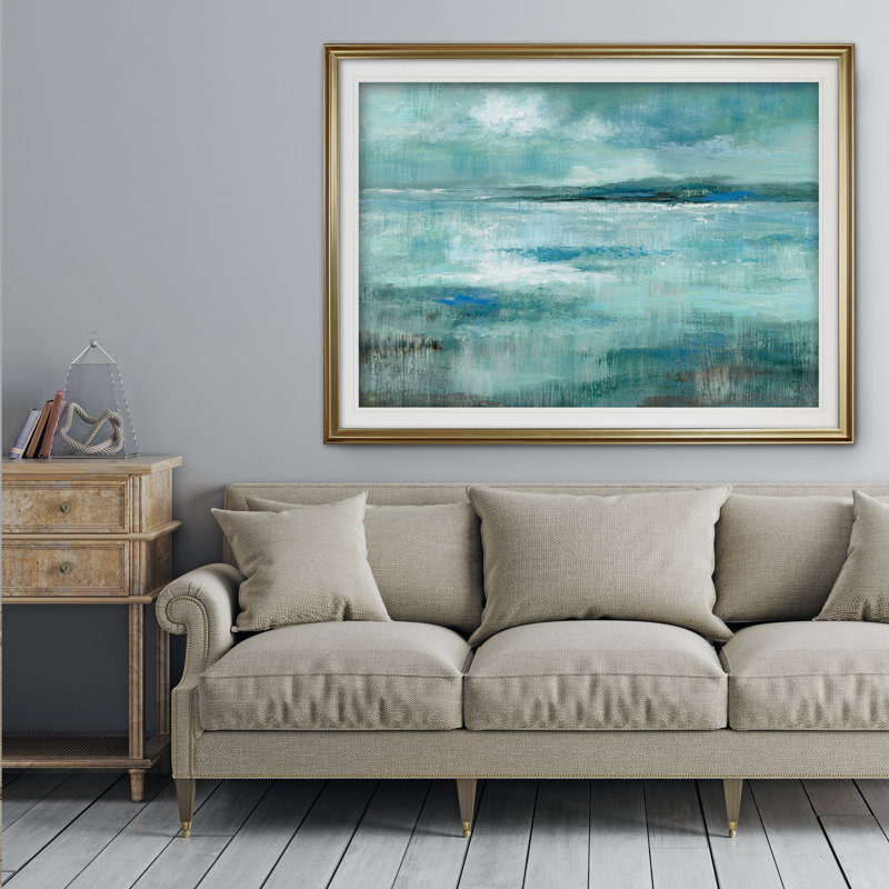 Vue de l'île - reproduction sur toile, Cadre doré, H 28 po x l 38 po x P 1,5 po