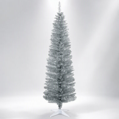 Sapin de Noël artificiel de 1,80 m (6 pi) en forme de crayon, avec 390 extrémités de branches réalistes, design mince et support en plastique durable, idéal pour les petits espaces et facile à monter.