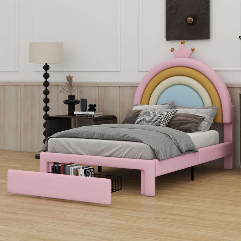 Lit plateforme en velours Aristeu, Lit simple