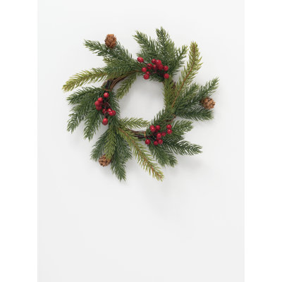 10" Artificial White Spruce Berry Wreath