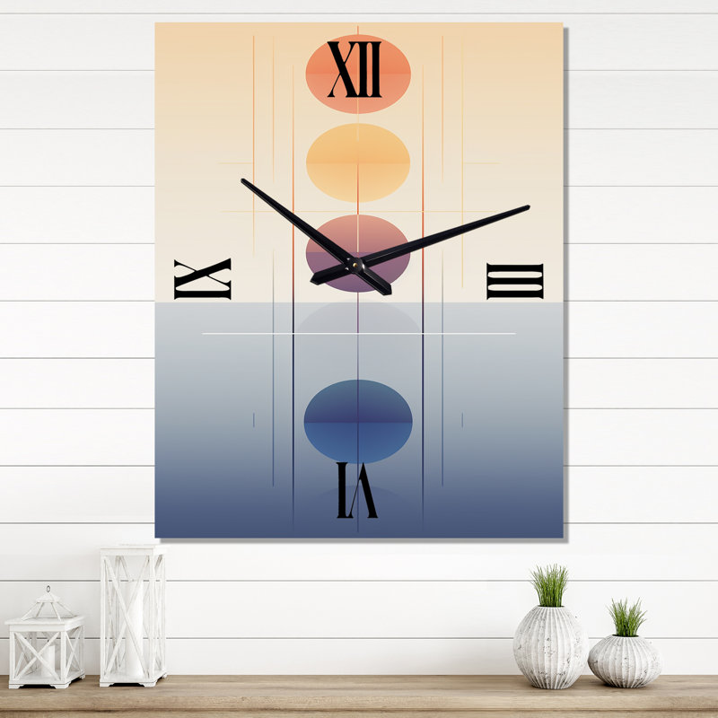 Horloge murale géométrique surdimensionnée Moon Fases, H 32 po x l 16 po x P 1 po