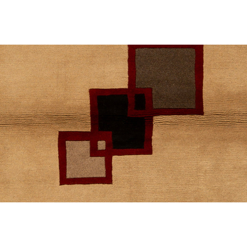 Tapis ivoire et noir noué à la main de haute qualité