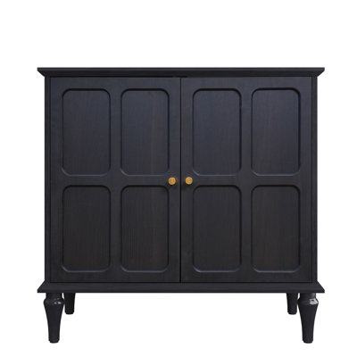 Gurbachan 31" Mid-Century 2-Door Cabinet with Adjustable Shelves and Removable Tall Wine Glass Rack by Charlton Home