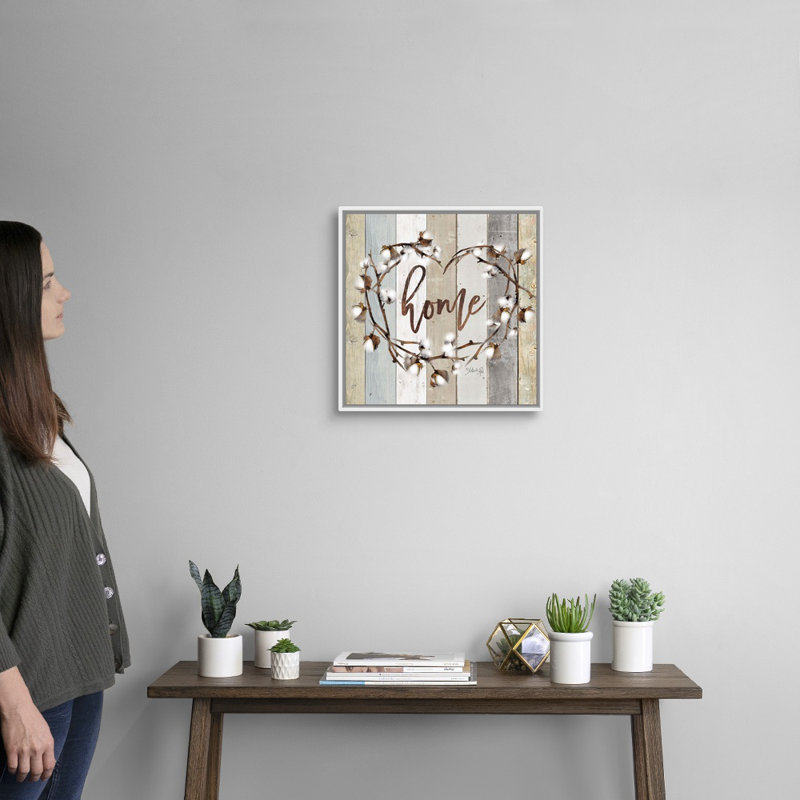 Reproduction d’art textuel sur toile, "maison en coton" par Marla Rae, Cadre blanc, H 18 po x l 18 po x P 1,75 po