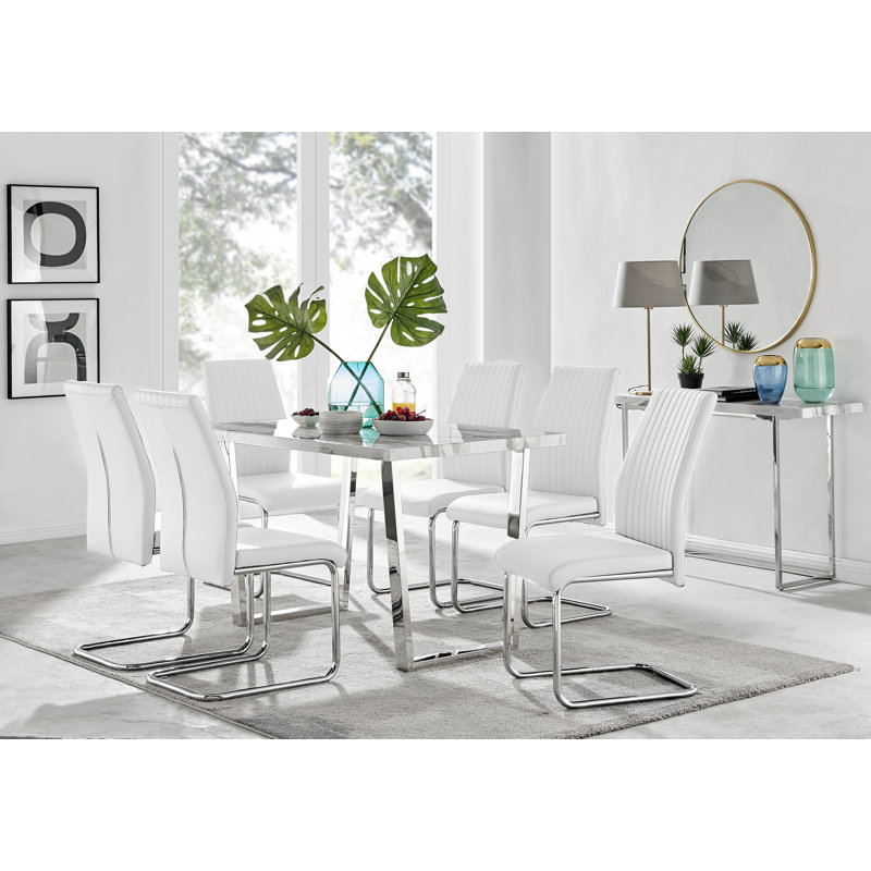 Ensemble de table de salle à manger Edzard, Blanc
