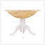 Table de salle à manger ronde naturelle brun et blanc avec abattant