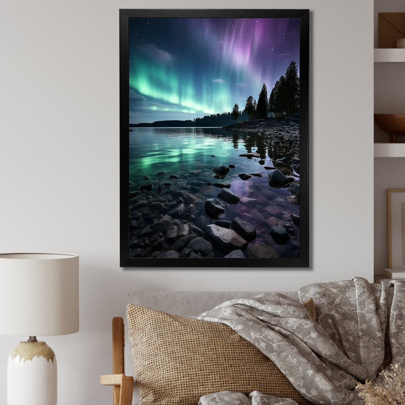 Ayuub Aurora Borealis Aurora Spectacle III, reproduction d'art sur toile, H 20 po x l 12 po x P 1 po, Cadre photo noir