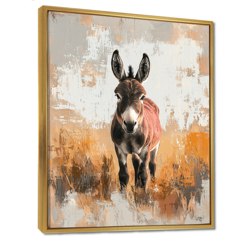 «Dolph Minimalims Donkey Portrait Guardian of the Hills», art mural sur toile, H 20 po x l 12 po, Doré