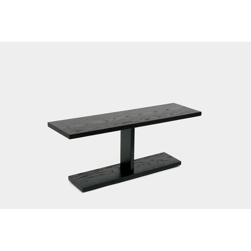Solid Wood Console Table, 24" H x 60" W x 18" D, Black Oak, Powder Coated Matte Black