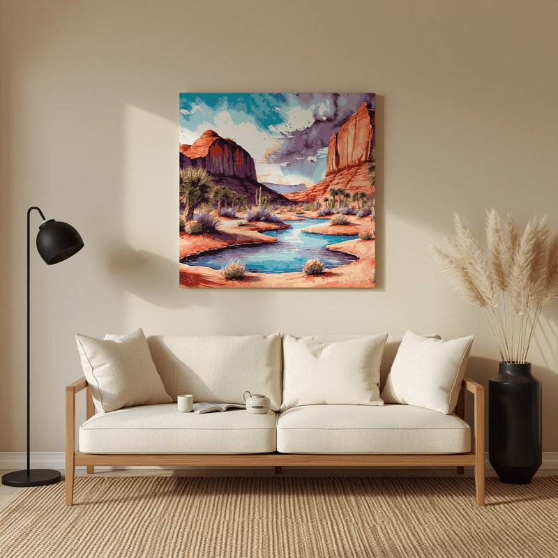 Art mural en métal brun 105 "Oasis du sud-ouest", H 192 po x l 192 po x P 0,05 po