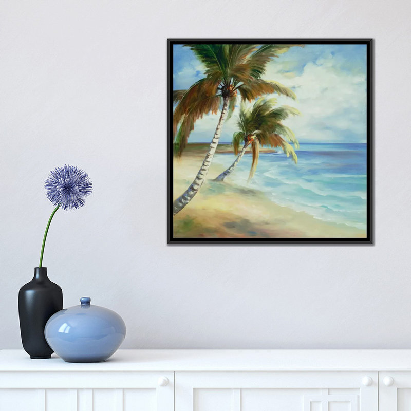 «Tropical V», reproduction sur toile, H 18 po x l 18 po x P 1,5 po, Toile avec cadre noir, Pas de tapis