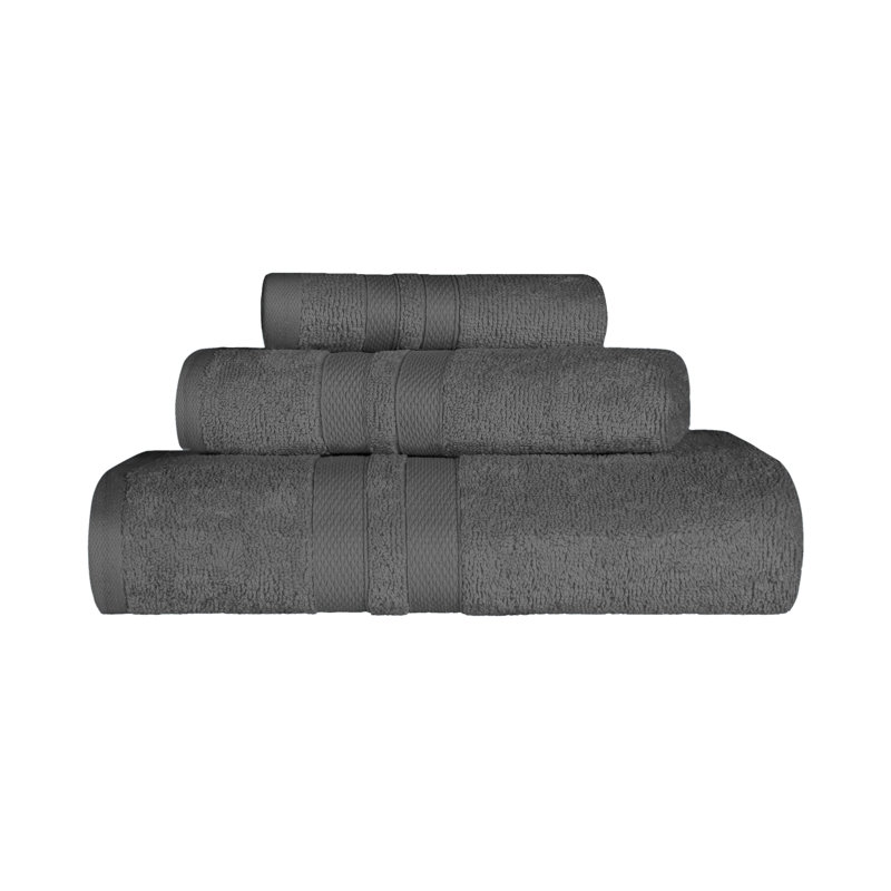 Ensemble de serviettes 3 pièces 100% coton Charie, Gris anthracite