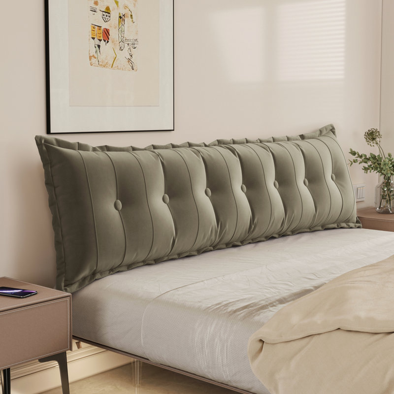 Coussin de tête de lit à dossier capitonné en velours de coton capitonné avec repose-tête et dossier, Chameau, Très grand lit