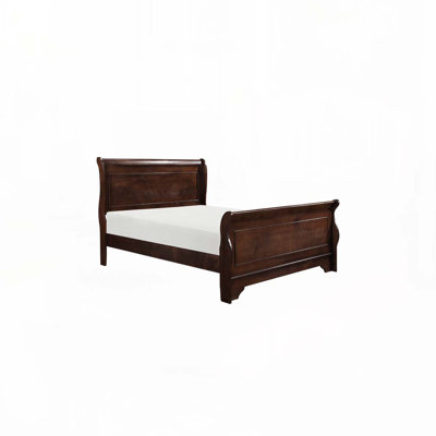 Dark Cherry Finish Wooden Platform Bed