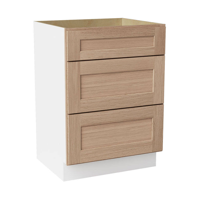 Armoire de salle de bain en bois massif prête à assembler, Chêne Redondo, 24"