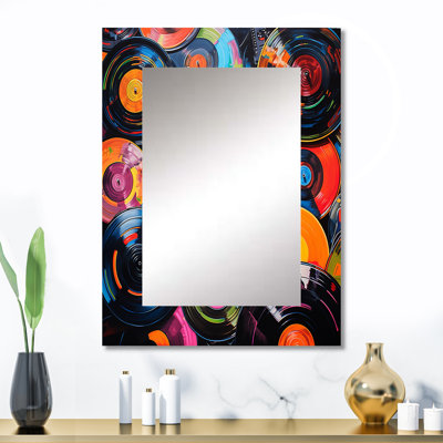 Madiun Colorful Vinyle Melody II - miroir de disques vinyle, miroir mural moderne unique