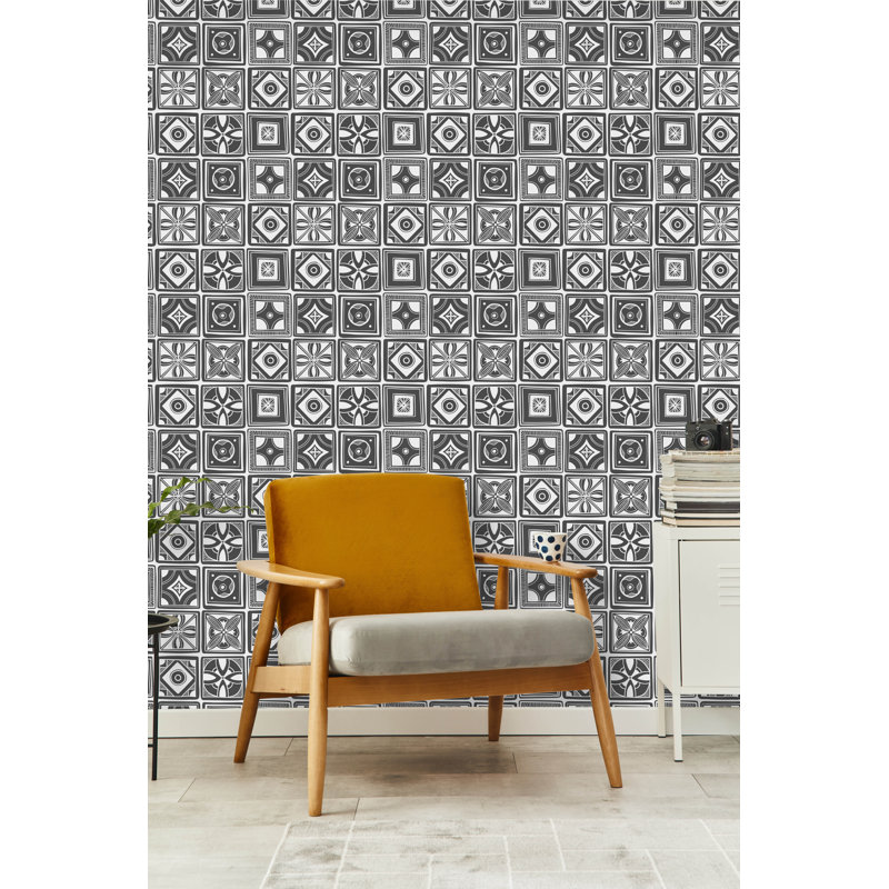 Entwistle Geometric Tile, Vinyl, 10.4" L x 25" W