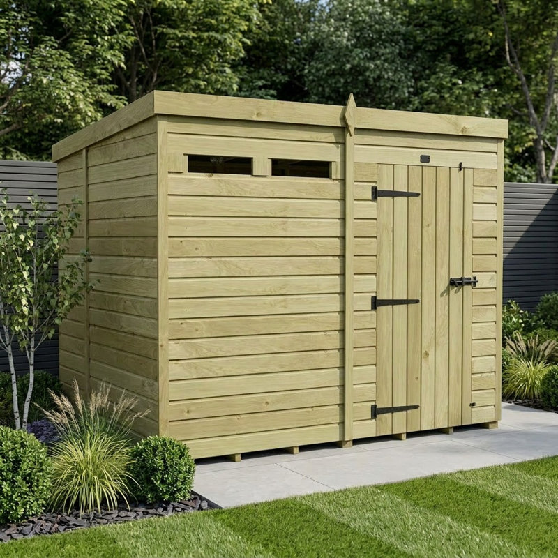 Total Sheds 8ft x 6ft Security Pent Shed - Heavy-Duty Hasp Staple Anti-Tamper - Pressure Treated Timber - UK Manufactured
