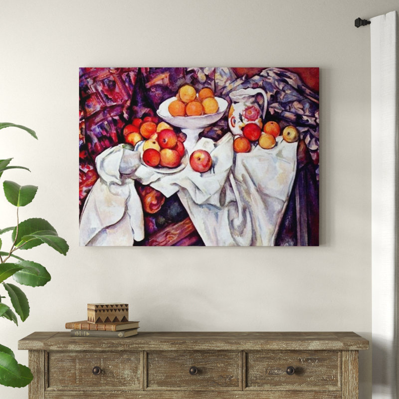 'Still Life with Apples and Oranges' by Paul Cezanne Painting Print, 60cm H x 80cm W x 1.8cm D