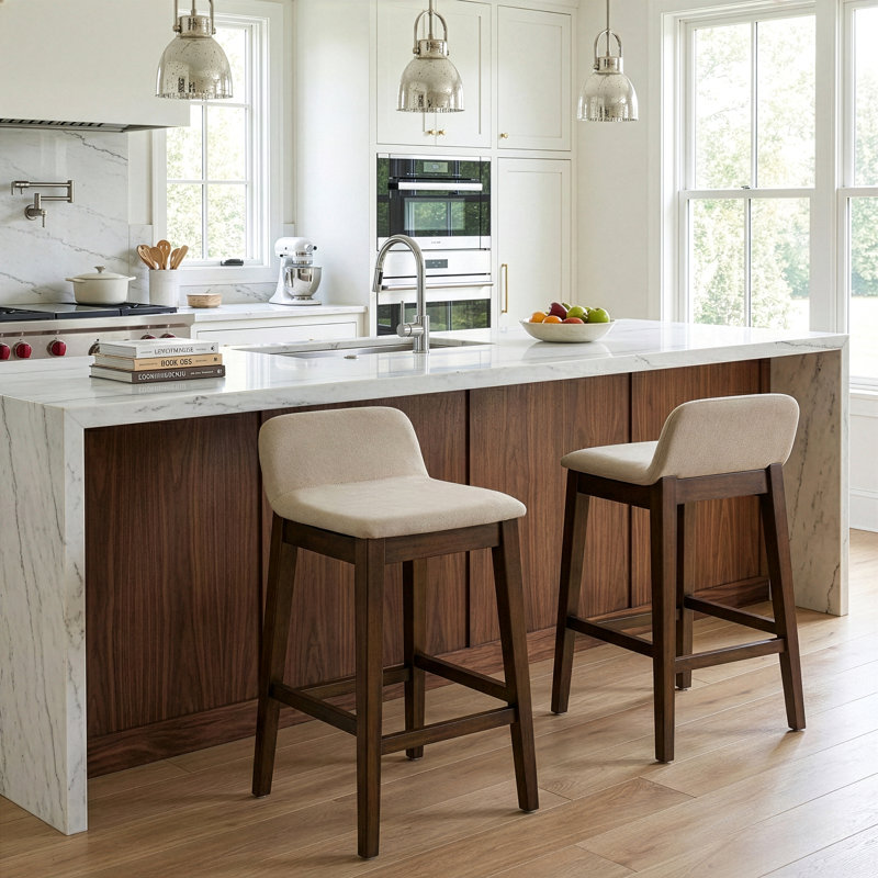Auliffe Upholstered Bar & Counter Stool, Dark Brown, Counter Stool (25" Seat Height)