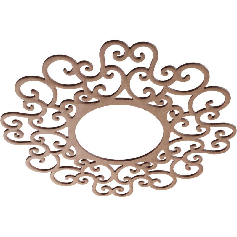 28"OD x 10 3/4"ID x 3/8"T Reims Wood Fretwork Pierced Ceiling Medallion, Birch, Fawn, 24" H x 24" W x 0.38" D