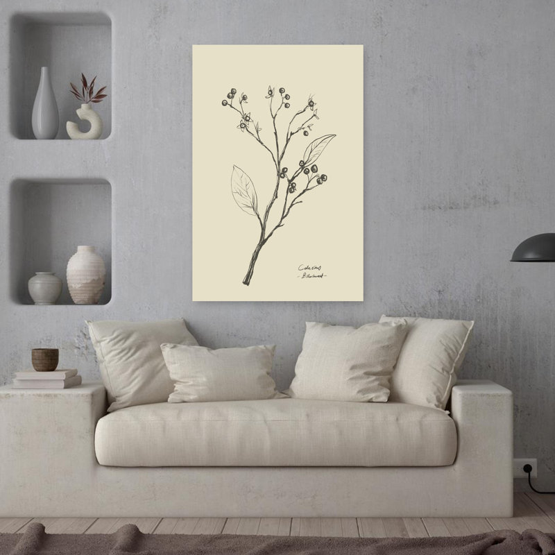 Floral 2 Contemporary Flower Plant Wall Art Print, 91.44cm H x 60.96cm W