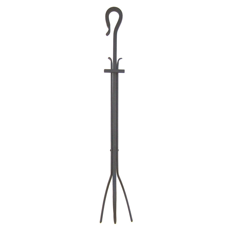 Graphite Gray Wrought Iron Shepherd's Hook Fireplace Tongs