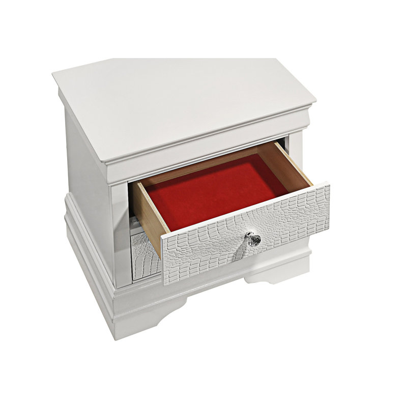 Table de chevet avec tiroir, Blanc