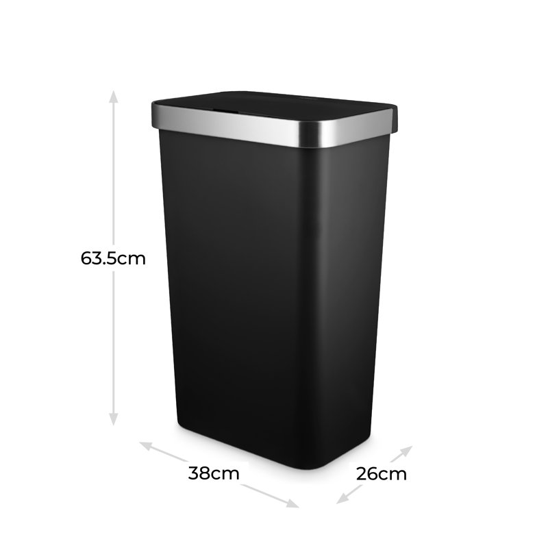 Stainless Steel 50 Litre Motion Sensor Recycling Bin, Black
