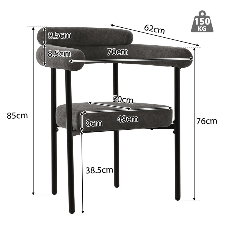 Set Of Chairs With Armrest, 2, Grey