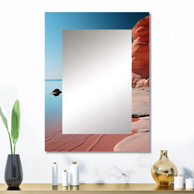 Coastal Minimalisme Photo II - miroir décoratif de plage, miroir mural beige, impression d'art en métal