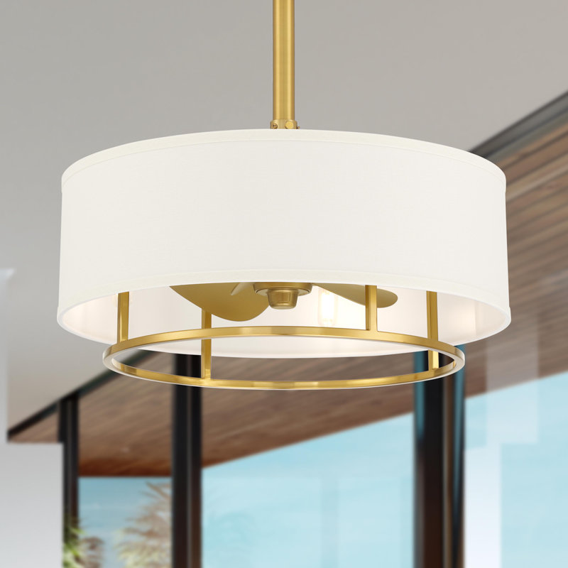 12'' Raia 3 - Blade Flush Mount Ceiling Fan with Wall Control and Light Kit Included, Aged Brass