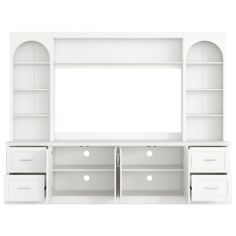 Meuble audio-vidéo arqué moderne avec tiroirs, White