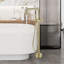 Robinets de baignoire autoportants avec douche à main - Robinets de baignoire à fixation au sol à poignée simple - Robinet de baignoire à pattes en laiton massif or brossé avec valve