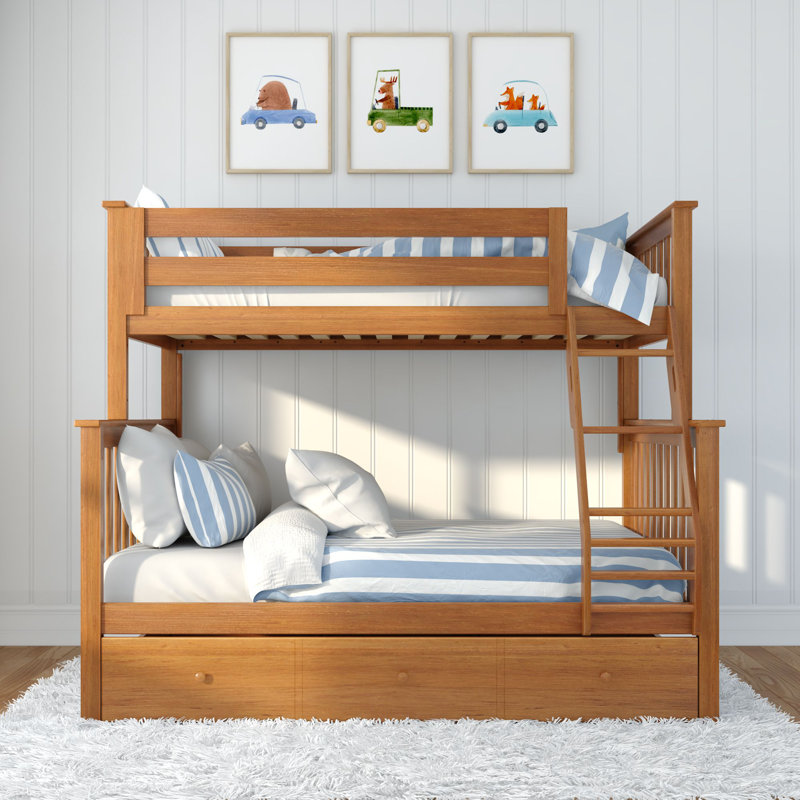 Lit superposé standard avec lit gigogne Ravenwood, Simple sur double, Pacane
