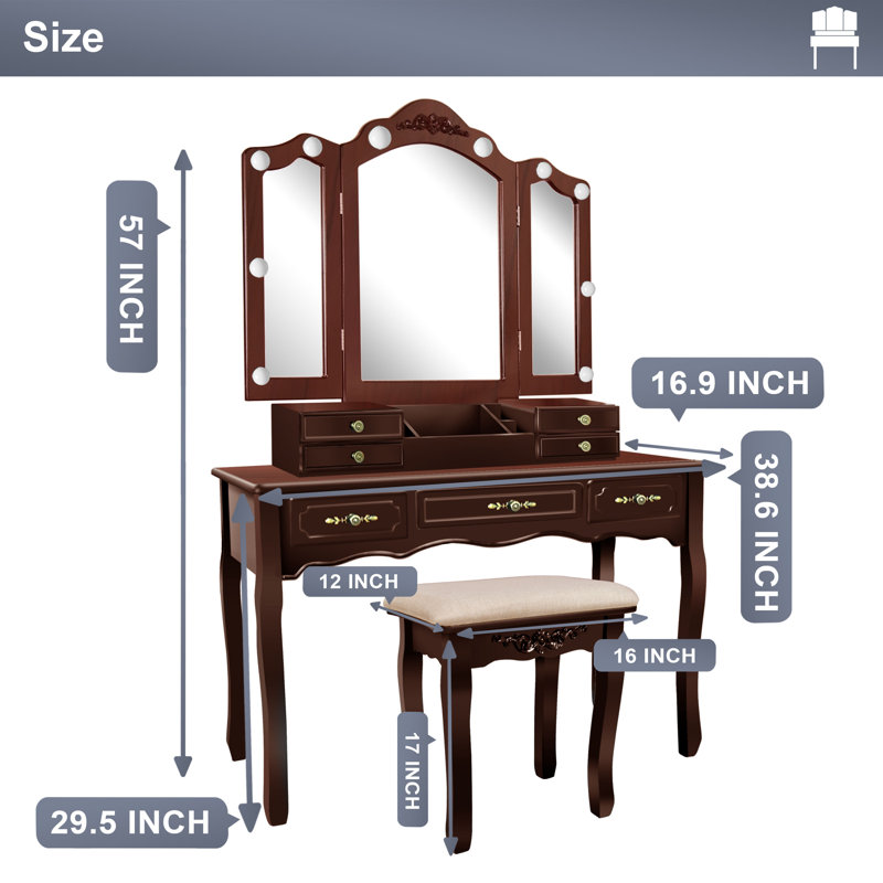 Ensemble coiffeuse et tabouret Mandi