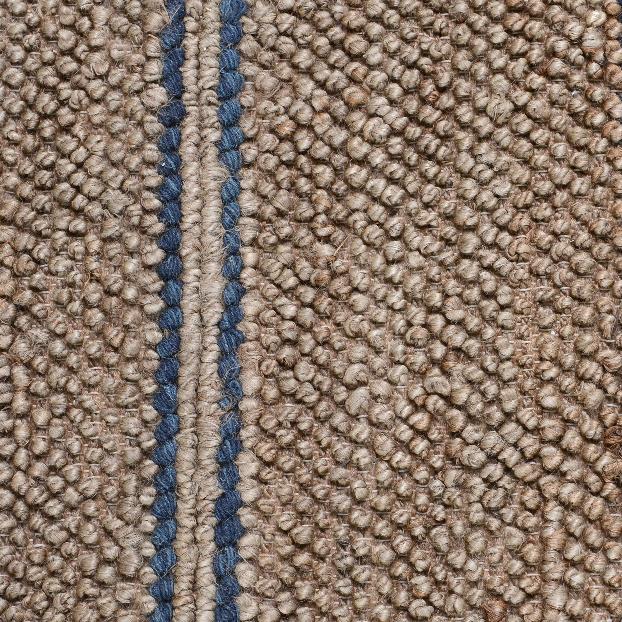 Beamond Striped Hand-Woven Jute Brown/Blue Area Rug, Rectangle 2' x 3'