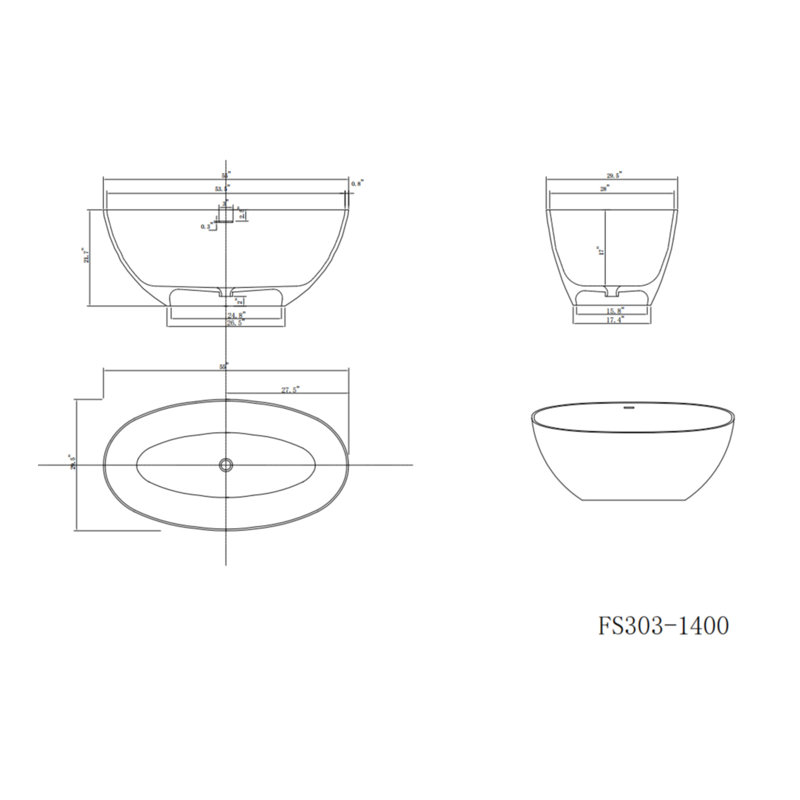 solid surface soaking bathtub