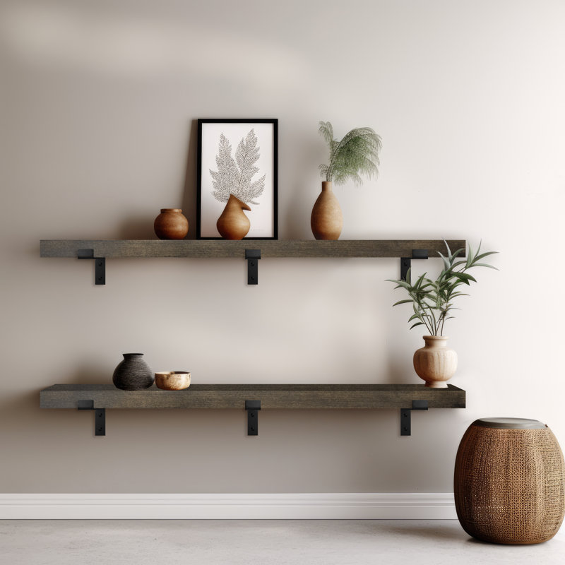 Emerald Lee 2 Piece Poplar Bracket Shelf, 2" H x 67" W x 7" D