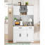 Grand garde-manger 67 po Farmhouse avec station de charge, tiroirs et tablettes réglables - blanc rustique moderne