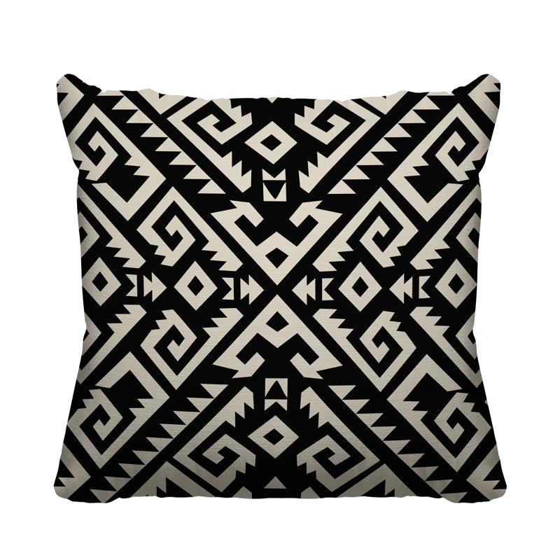 Coussin intérieur / extérieur Chitto Southwestern, L 19 po x H 19 po, Noir