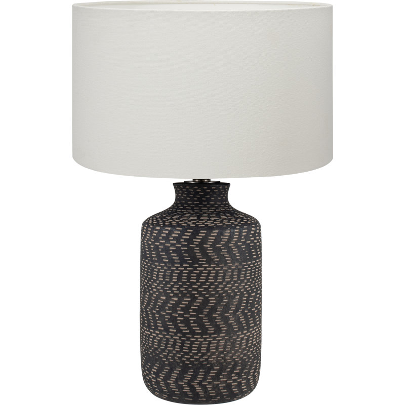 Ceramic Table Lamp, Cotton, Black, White