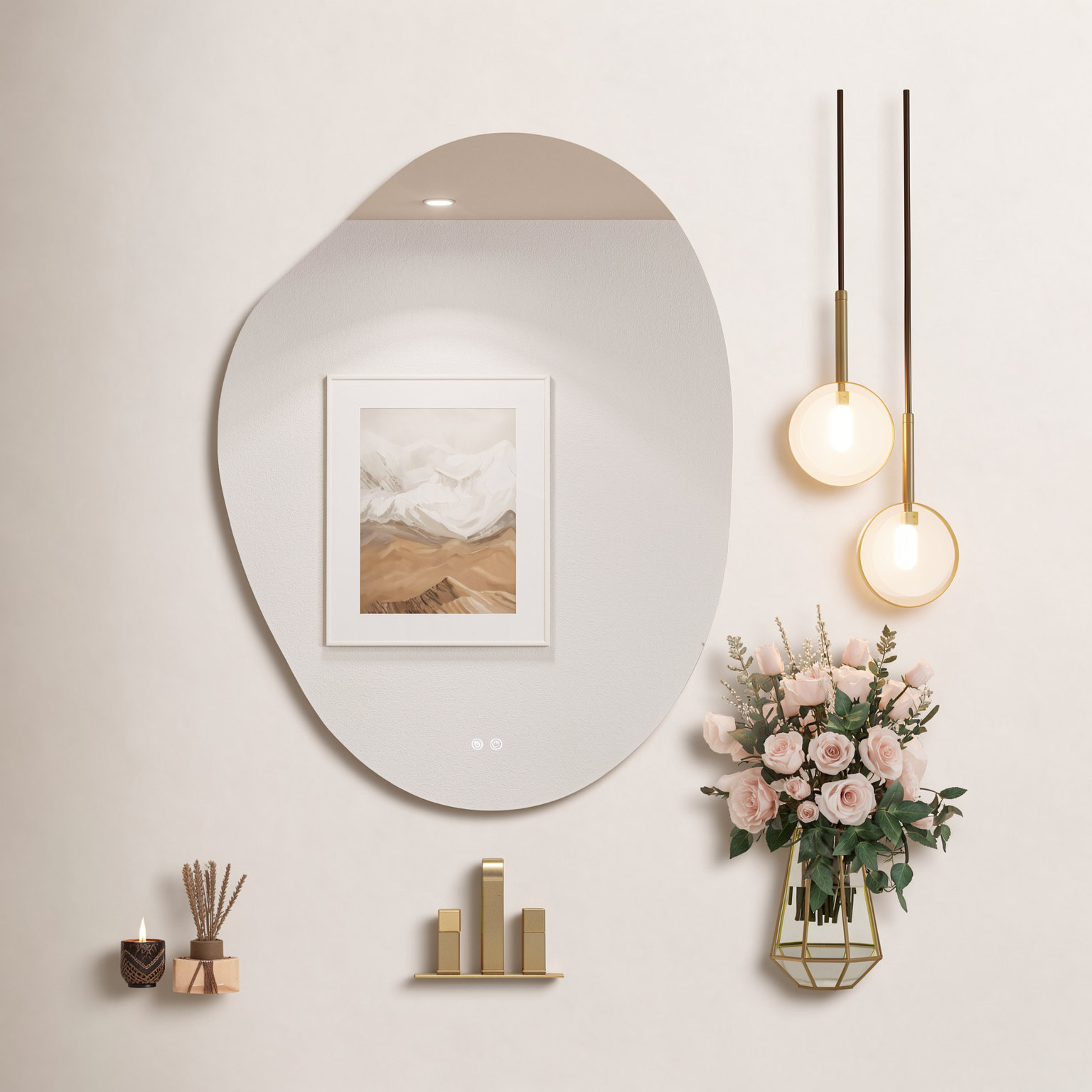 Aura LED Organic Bathroom Vanity Mirror, 30" x 22"