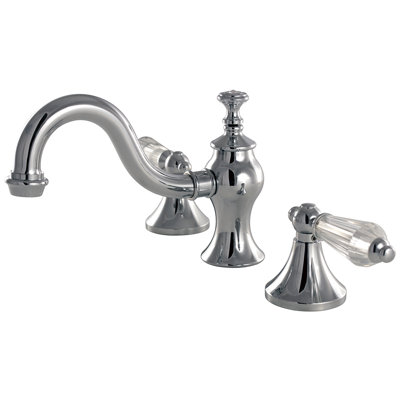 Kingston Brass Wilshire Two-Handle 3-Hole Deck Mount Widespread Bathroom Faucet with Brass Pop-Up Drain