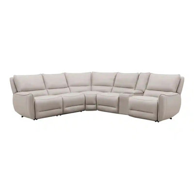 128.4" W Transitional Power Sectional, Beige