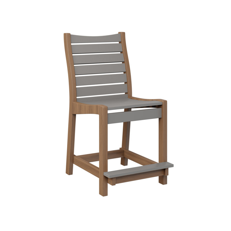 Bristol Outdoor Bar Stool, Light Gray, Antique Mahogany