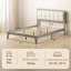 Structure de lit double avec tête de lit, lit plateforme double avec lattes en bois, aucun sommier requis, assemblage facile, finition gris moderne Mid-Century-1649690318-1649690317