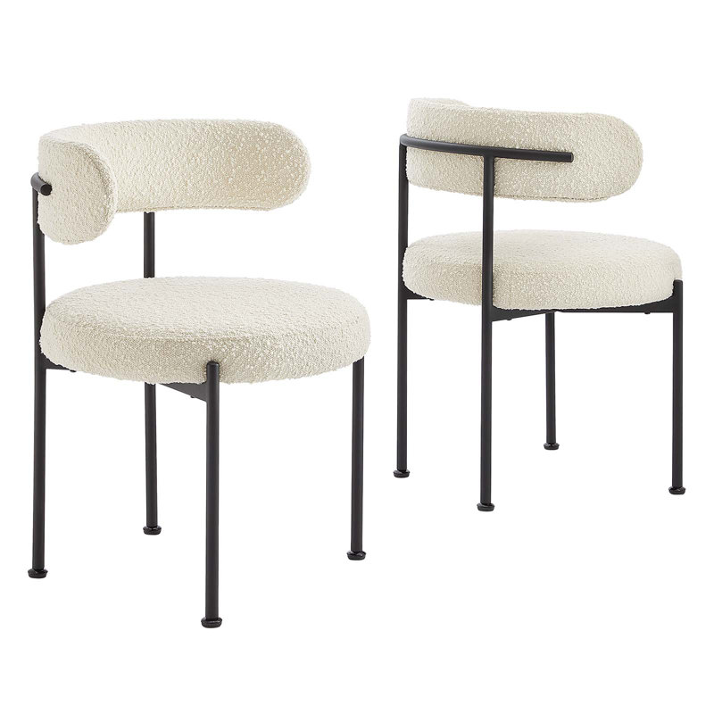 Modway Albie Fabric Dining Chairs, Black, Ivory