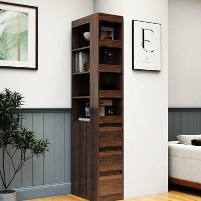 Vitrine moderne à 3 tiroirs et 4 petites tablettes H 72,76 po